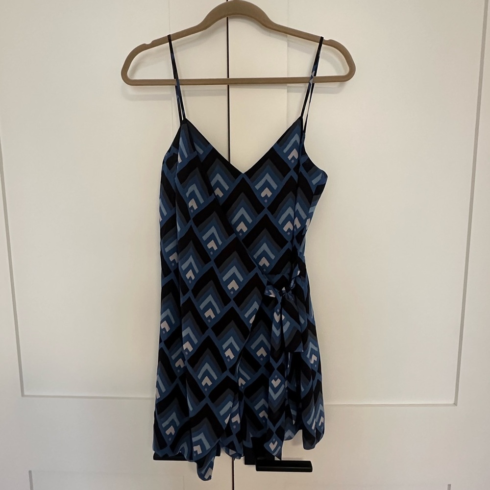 Club Monaco Asymmetrical Wrap Blue Skort Dress